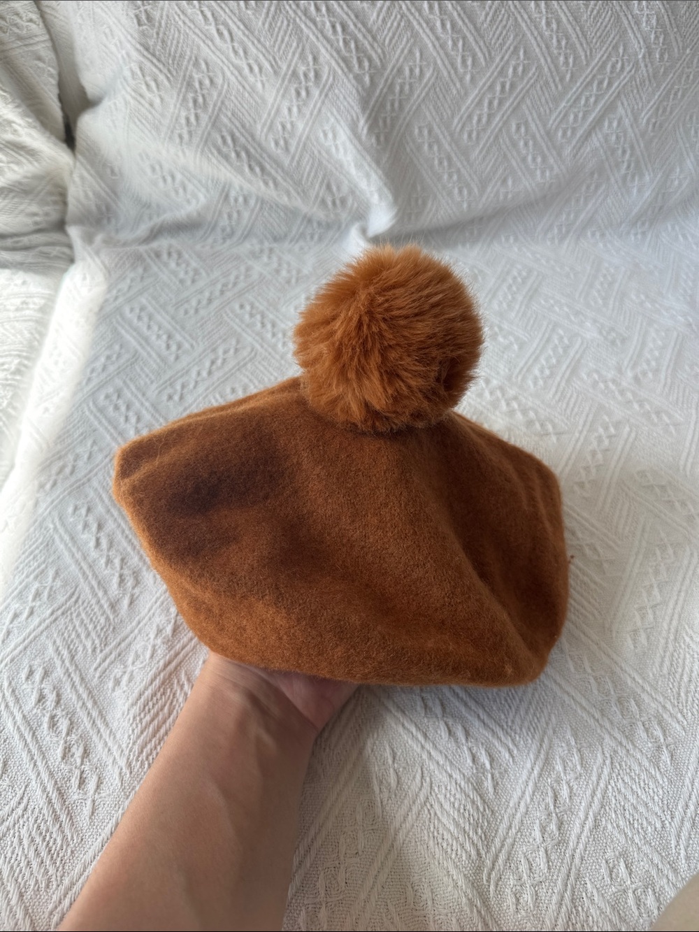 J. Crew Kids Pom-Pom Beret in Warm Brown